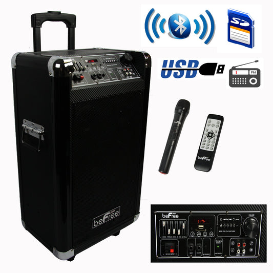 beFree Sound Sleek 10 Inch Professional Portable Bluetooth PA Speaker W2B
