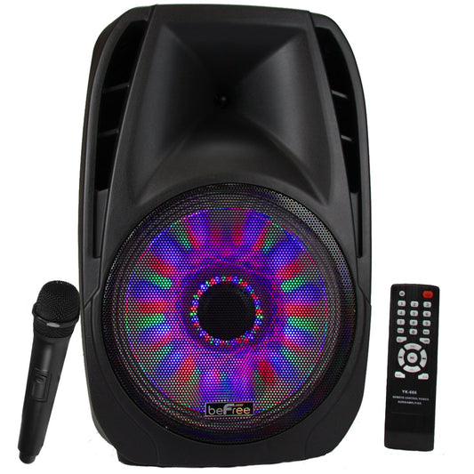 beFree Sound 15 Inch Bluetooth Tailgate Speaker with Sound/Volume Reactive Lights W2B