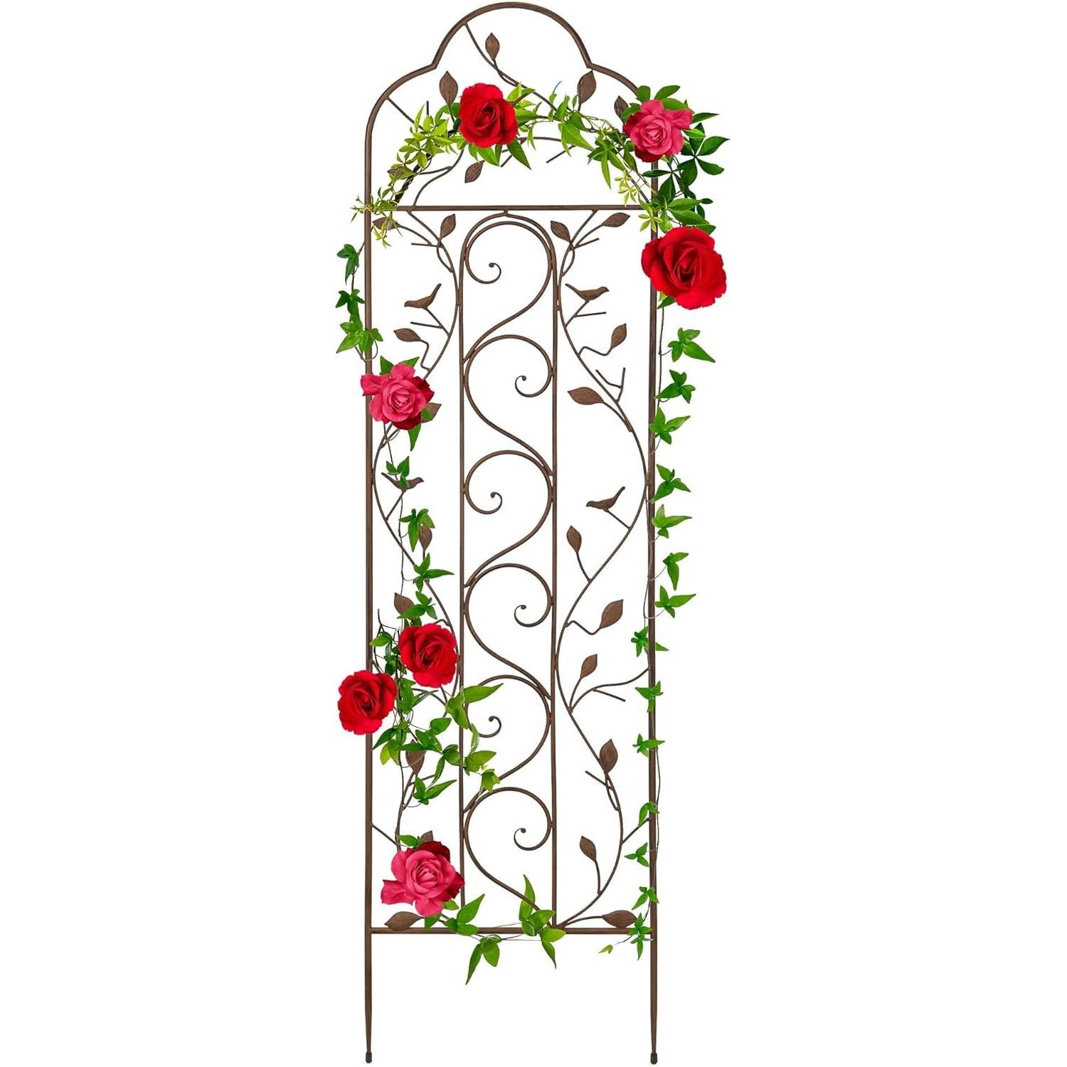 60-inch Tall Outdoor Iron Garden Trellis in Bronze Metal Finish FastFurnishings