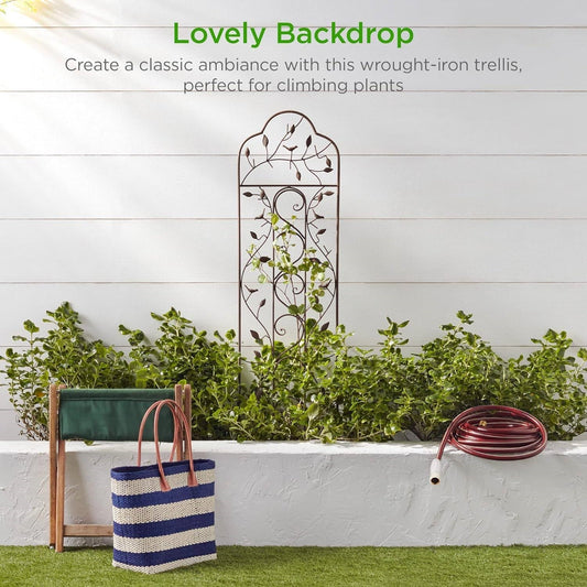 60-inch Tall Outdoor Iron Garden Trellis in Bronze Metal Finish FastFurnishings
