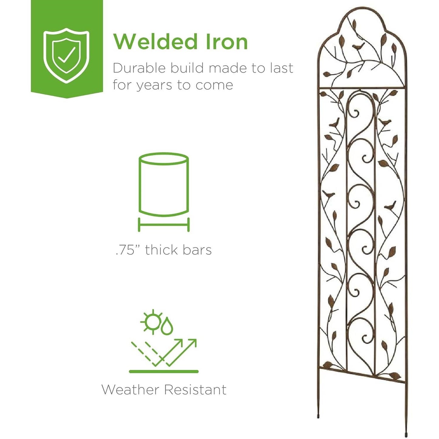 60-inch Tall Outdoor Iron Garden Trellis in Bronze Metal Finish FastFurnishings