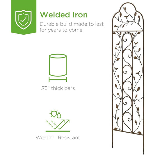 60-inch Tall Outdoor Iron Garden Trellis in Bronze Metal Finish FastFurnishings