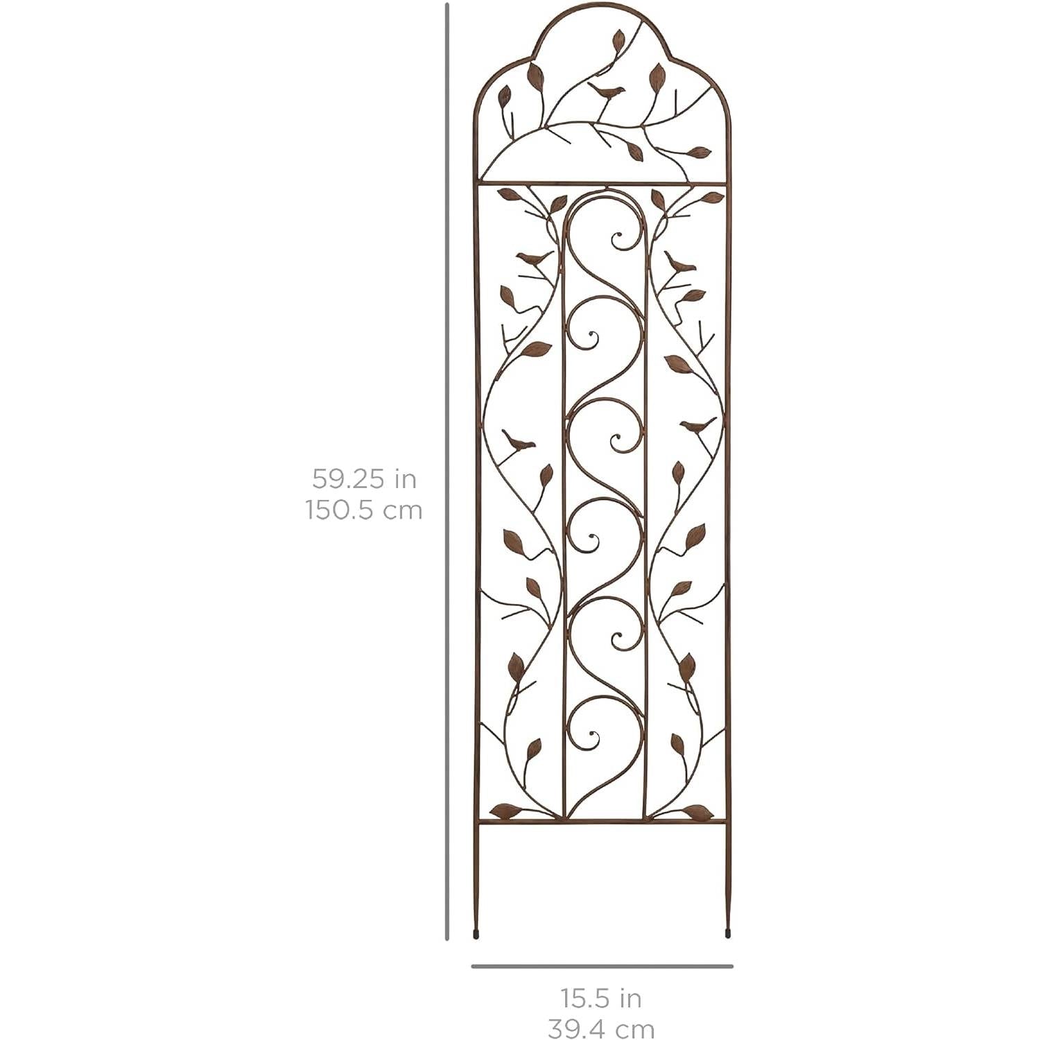 60-inch Tall Outdoor Iron Garden Trellis in Bronze Metal Finish FastFurnishings