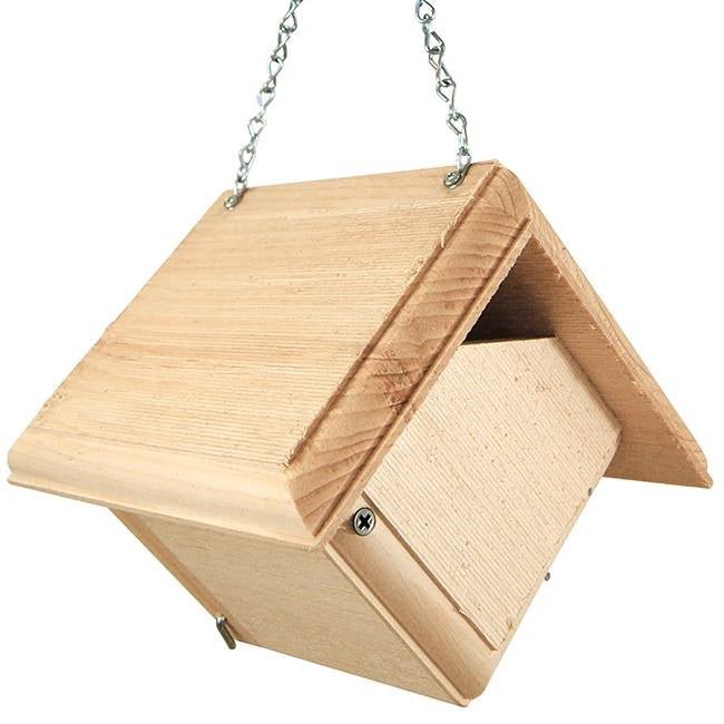 Hand Crafted Pine Wood Hanging Bird House for Carolina Wrens - Made in USA FastFurnishings