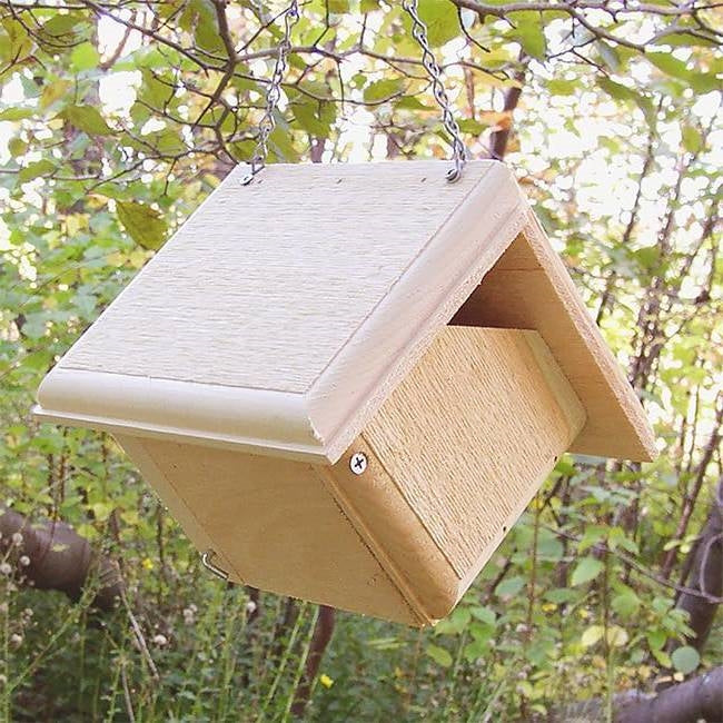 Hand Crafted Pine Wood Hanging Bird House for Carolina Wrens - Made in USA FastFurnishings