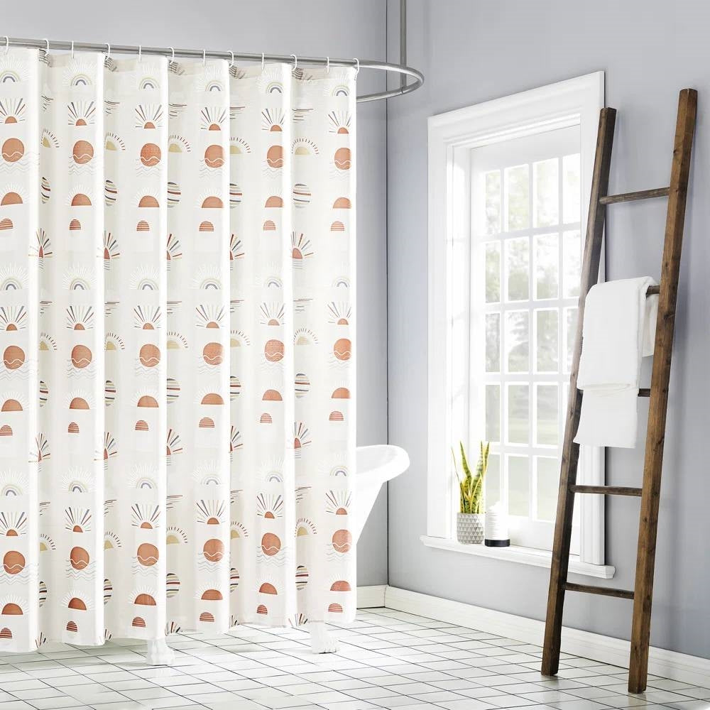 72-inch Cream White Orange Sunset Bohemian Pattern Shower Curtain FastFurnishings