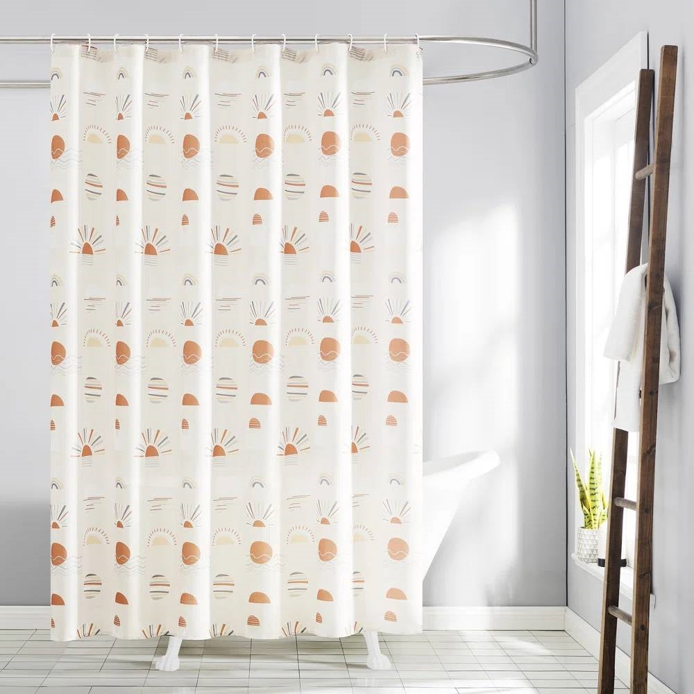 72-inch Cream White Orange Sunset Bohemian Pattern Shower Curtain FastFurnishings