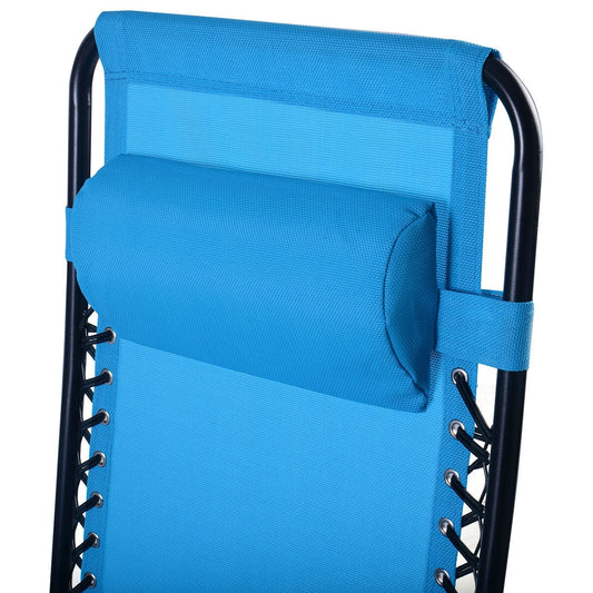 Set of 2 Blue Folding Outdoor Zero Gravity Lounge Chair Recliner FastFurnishings