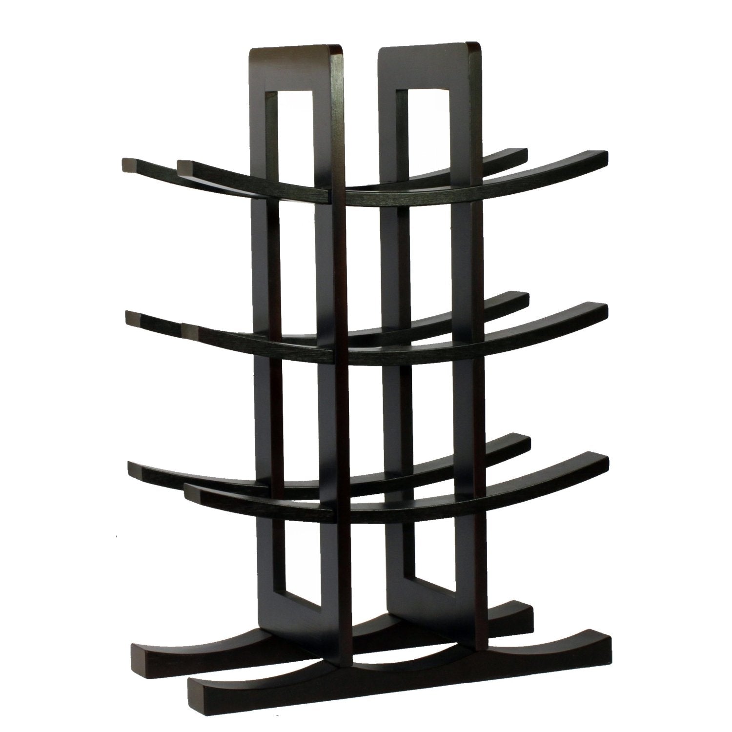 12-Bottle Wine Rack in Dark Espresso Finish Bamboo FastFurnishings