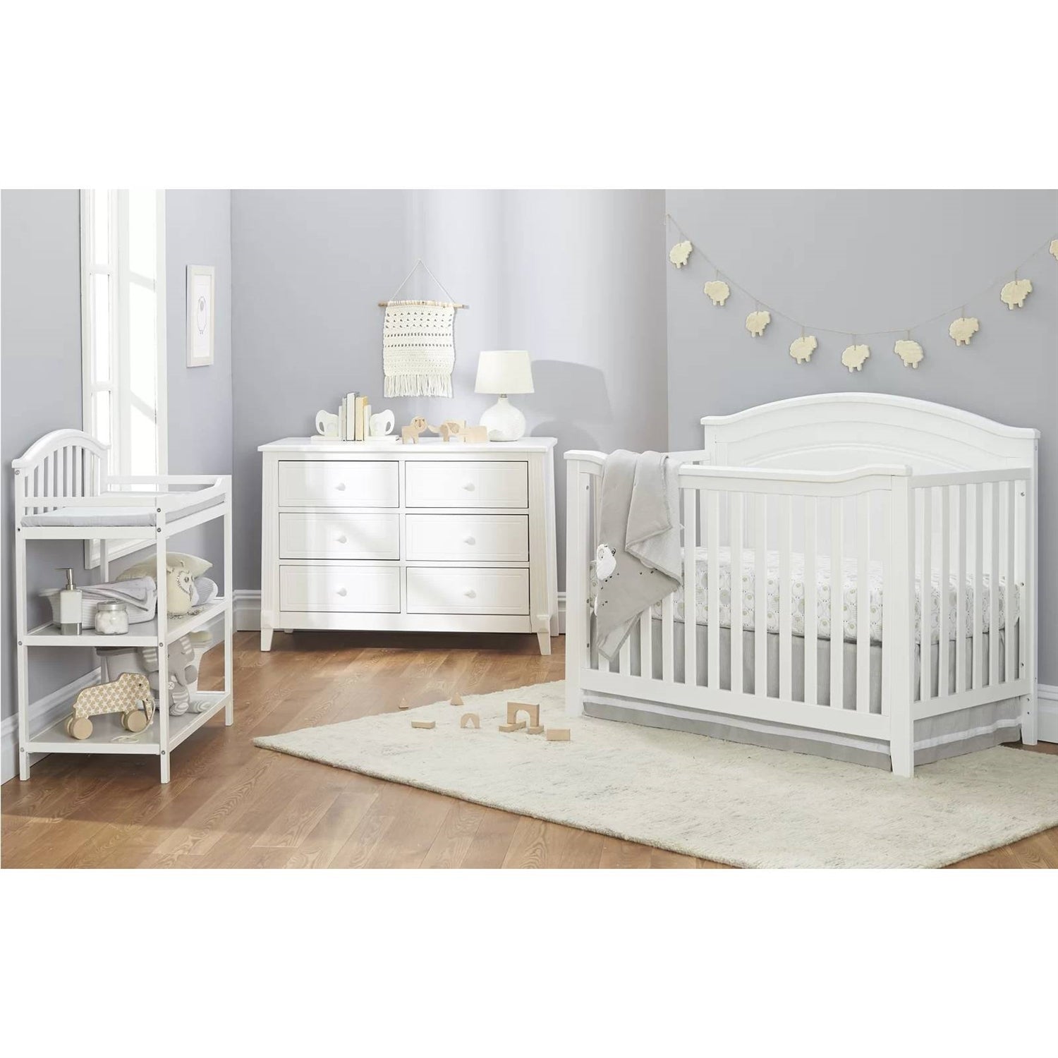 SF Home Solid Wood Convertible Crib in White - Toddler Bed Sold Separately FastFurnishings