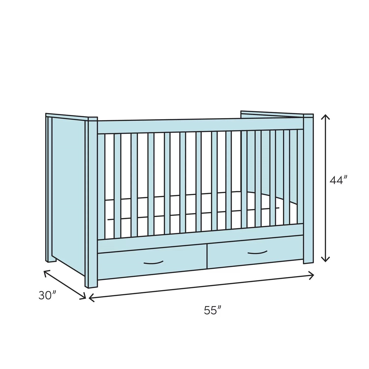 SF Home Solid Wood Convertible Crib in White - Toddler Bed Sold Separately FastFurnishings