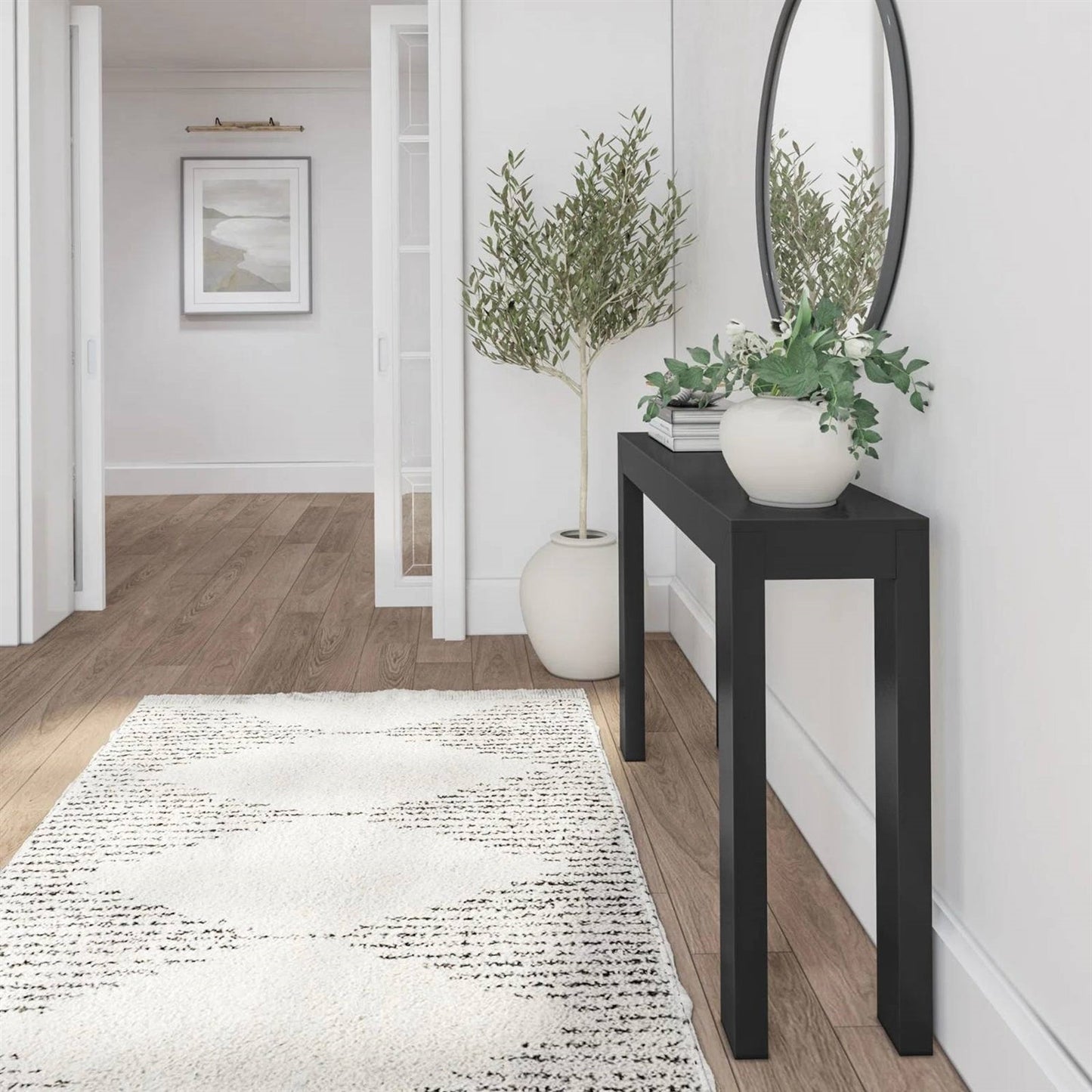 Solid Wood Modern Accent Console Table / Sofa Table in Black Finish-2