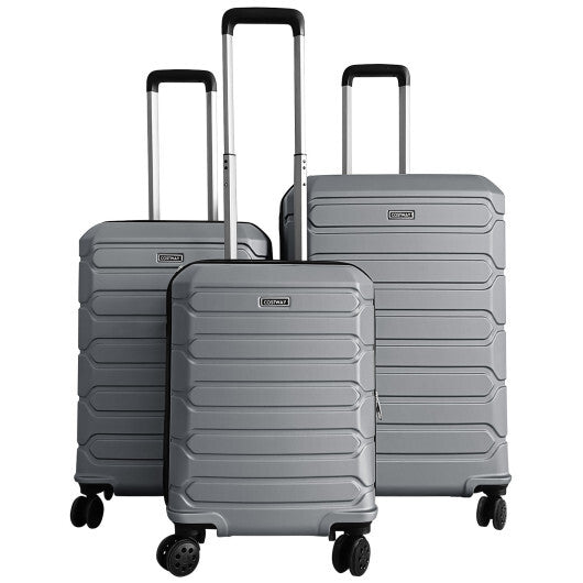 3-Piece Hardside Luggage Set Lightweight Hardside Suitcases with 8-Spinner Wheels-Blue W2B