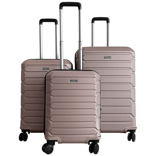 3-Piece Hardside Luggage Set Lightweight Hardside Suitcases with 8-Spinner Wheels-Blue W2B