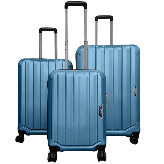 3-Piece Hardside Luggage Set (20/24/28 Inch) Lightweight with 3-Digital Lock-Blue W2B