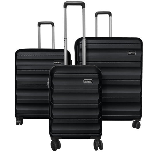 3-Piece Hardside Luggage Set 20/24/28 Inch Lightweight Hardside Suitcases-Gray W2B