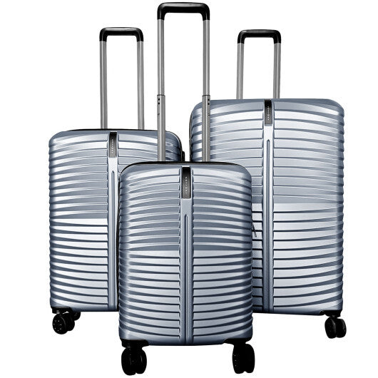 3-Piece 20/24/28 Inch Lightweight Hardside Luggage Set with 8-Spinner Wheels-Gray