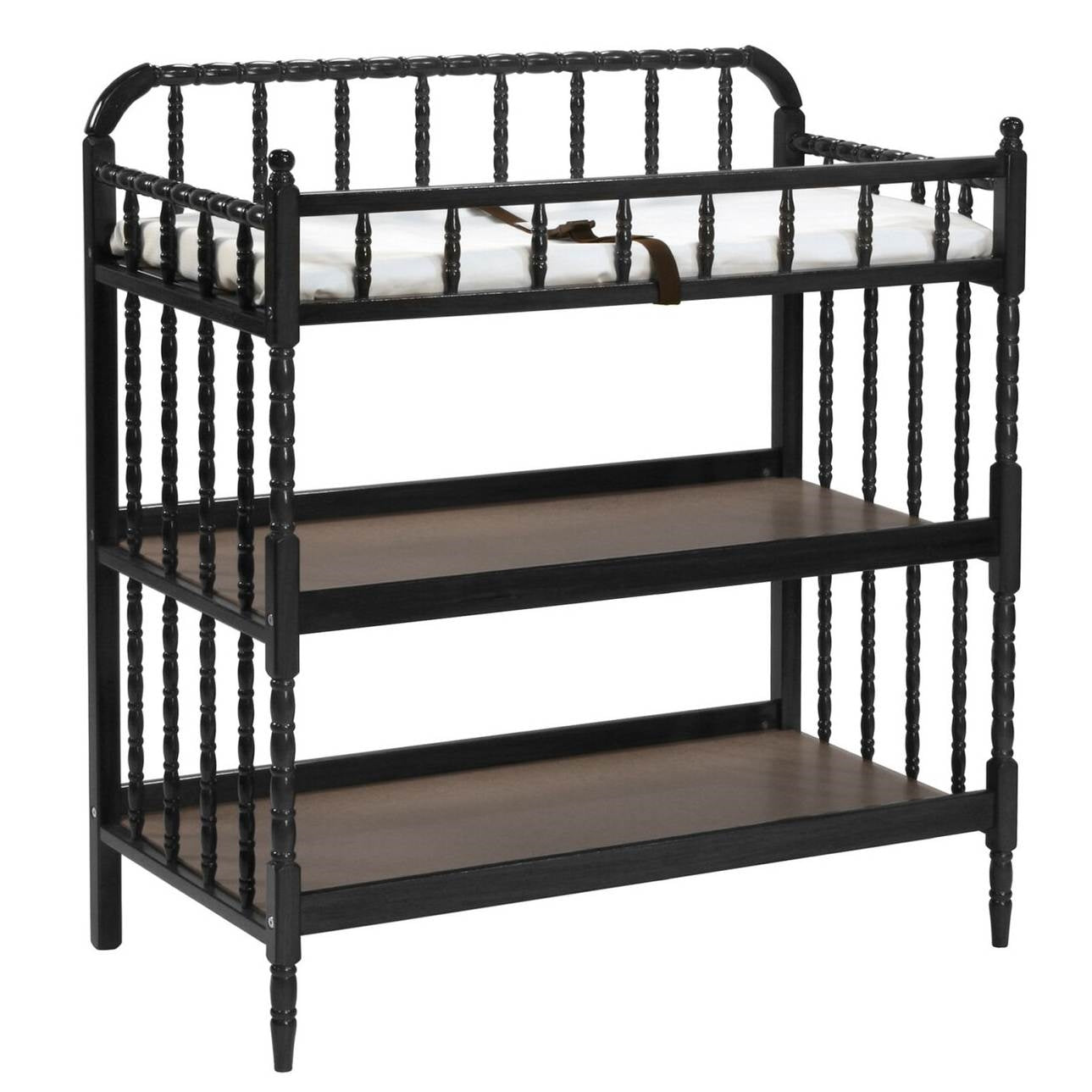 Changing Table in Black Wood Finish with 1-inch Waterproof Changing Pad FastFurnishings