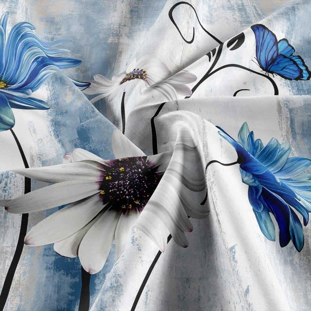 72"W x 72"H Blue Vibrant Floral Butterfly Polyester Shower Curtain FastFurnishings