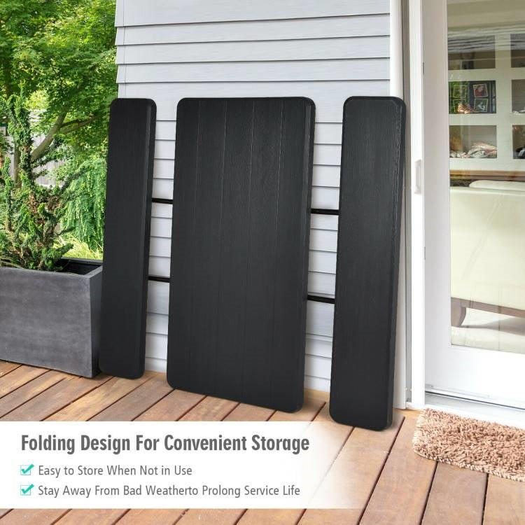 Folding Picnic Table with 2 Benches Outdoor Patio Dining Set in Black FastFurnishings