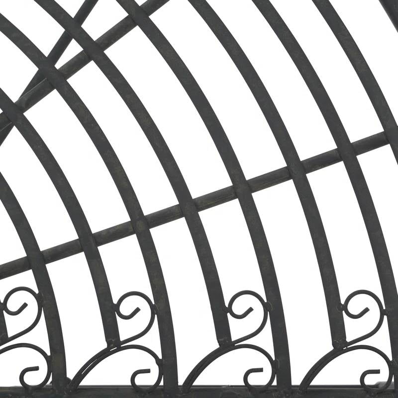 Half-Circle Outdoor Patio Garden Black Wrought Iron Tree Bench FastFurnishings
