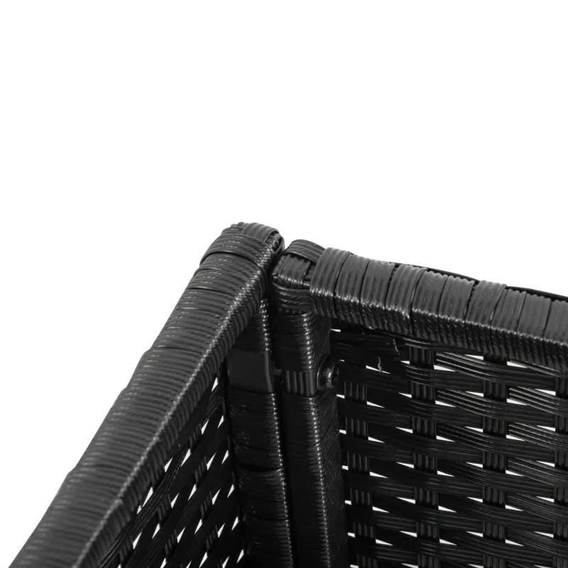 Black Modern PE Rattan Wicker Raised Garden Bed Elevated Planter Box FastFurnishings