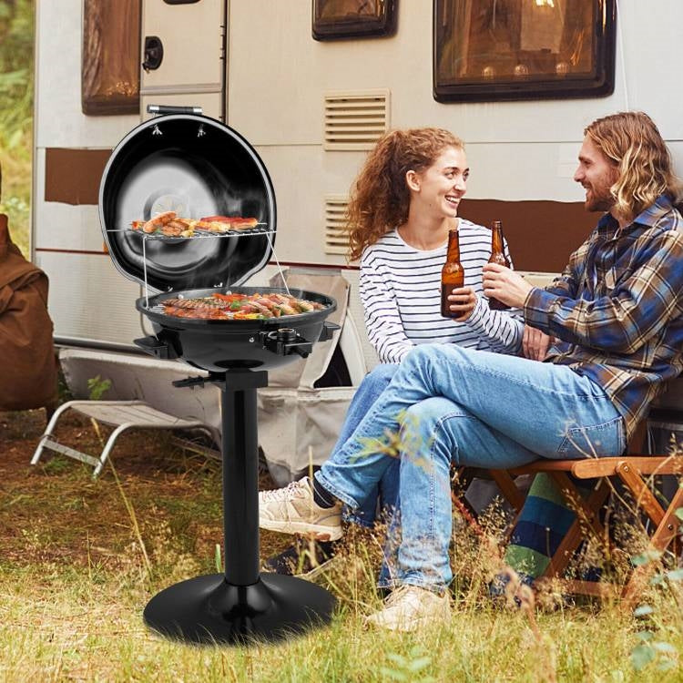 Black Double Layer Portable Electric 1600 Watt BBQ Grill FastFurnishings