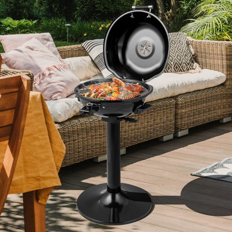 Black Double Layer Portable Electric 1600 Watt BBQ Grill FastFurnishings