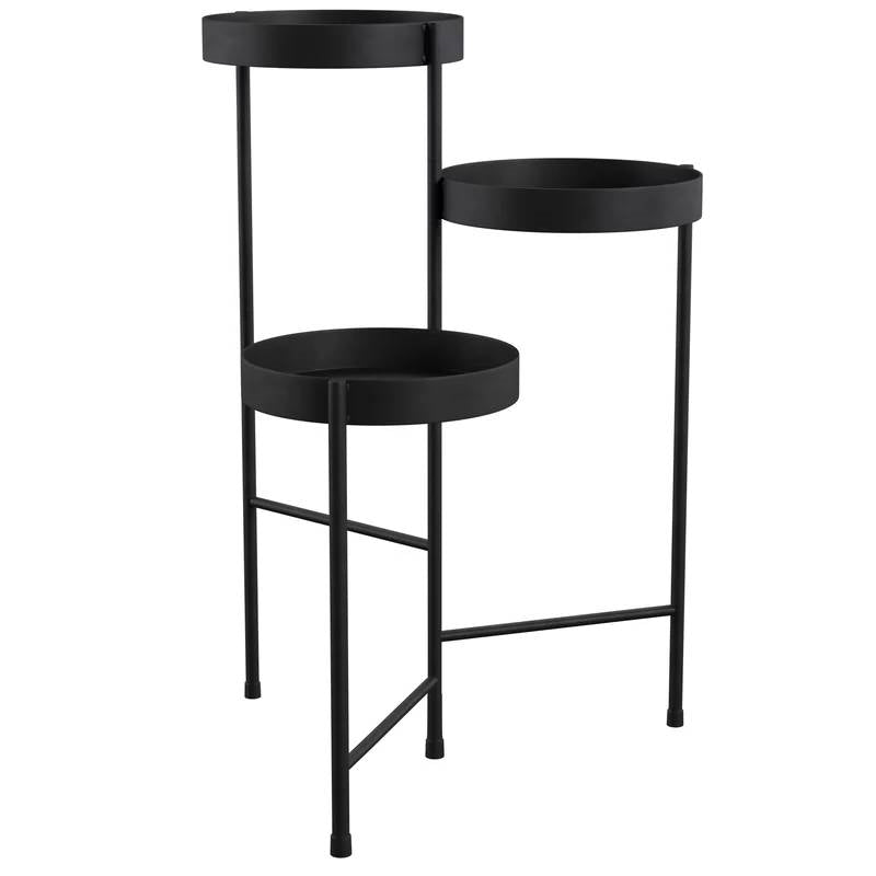 Modern Black Metal 3-Tier Flower Pot Plant Stand FastFurnishings
