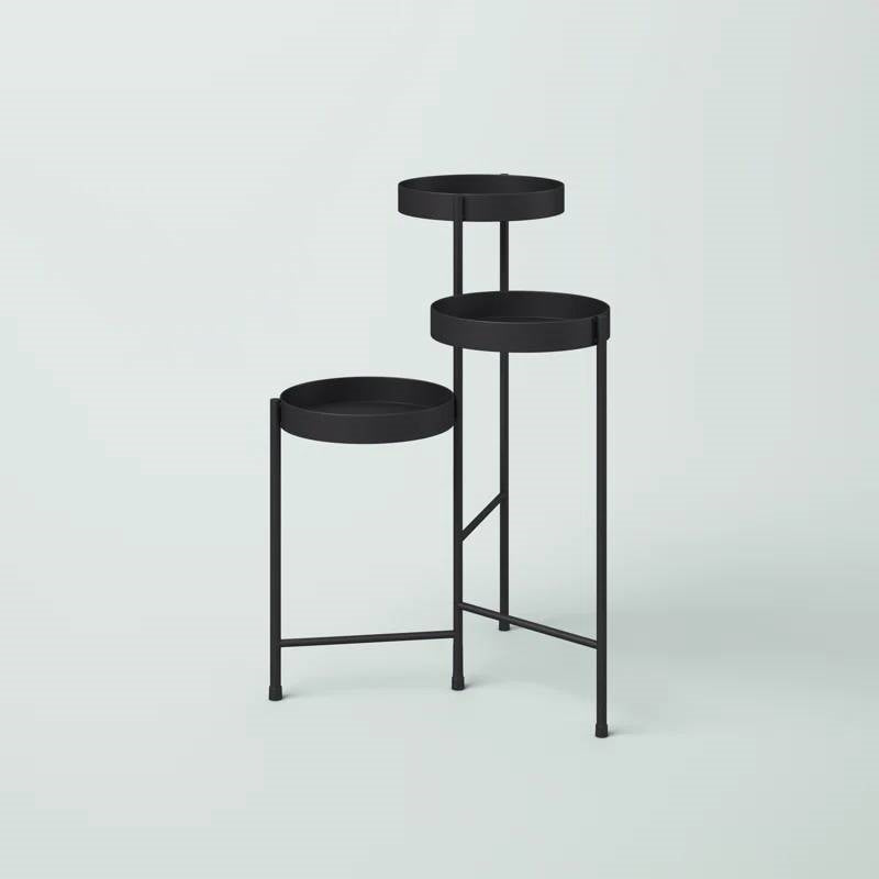 Modern Black Metal 3-Tier Flower Pot Plant Stand FastFurnishings