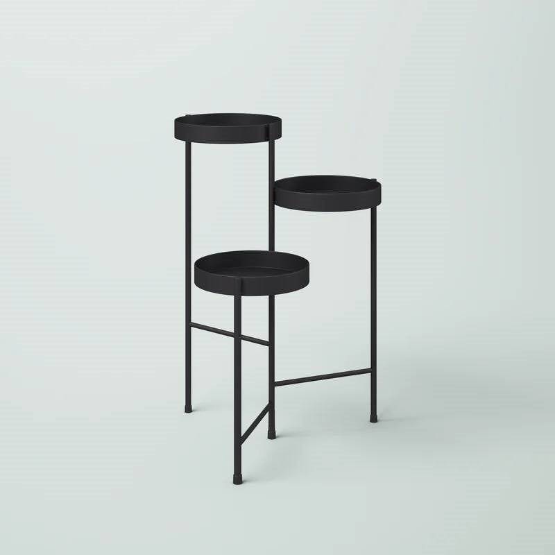 Modern Black Metal 3-Tier Flower Pot Plant Stand FastFurnishings