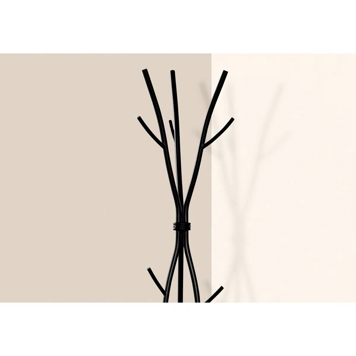 74-inch Freestanding Black Metal Coat Rack Entryway Hall Tree Umbrella Stand FastFurnishings