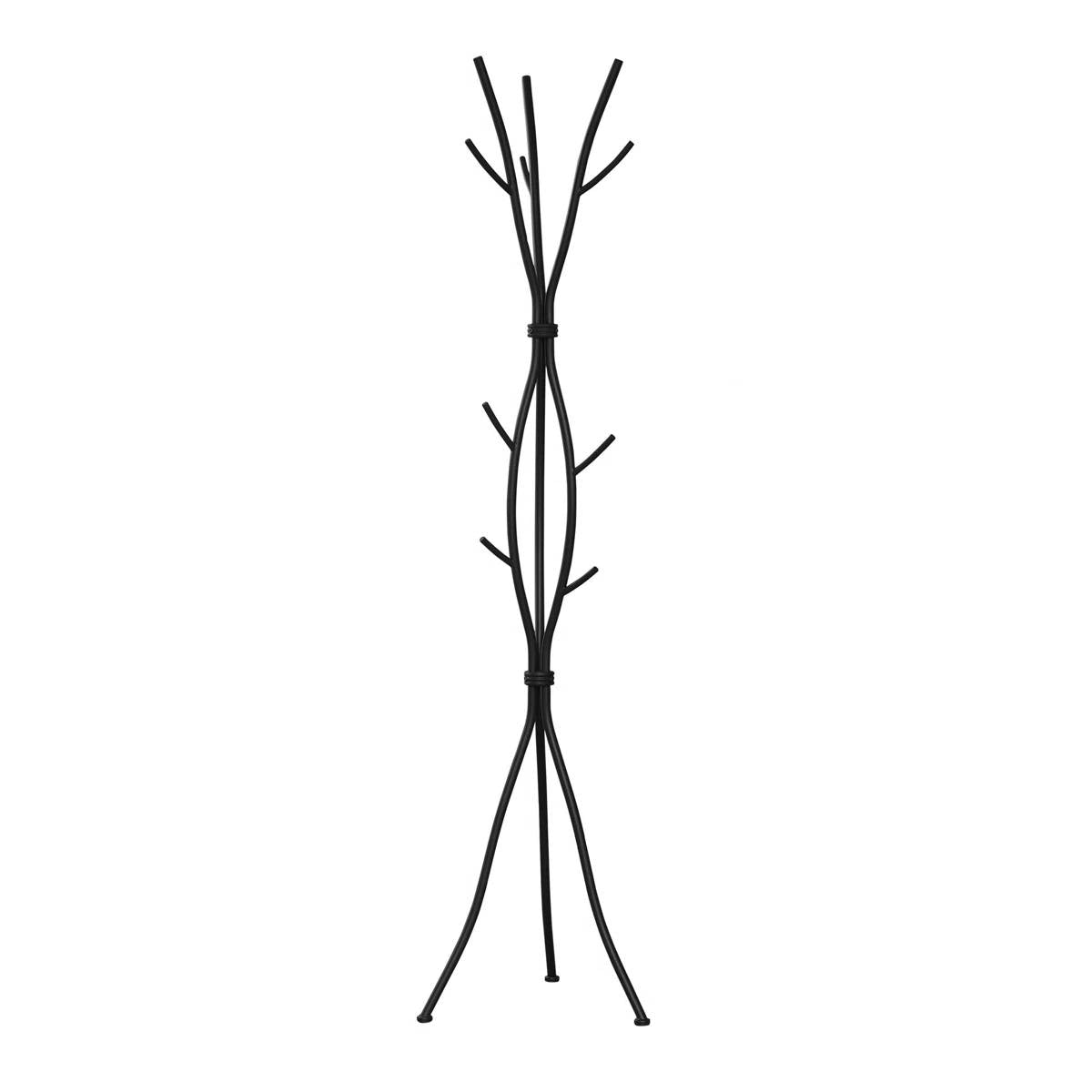 74-inch Freestanding Black Metal Coat Rack Entryway Hall Tree Umbrella Stand FastFurnishings