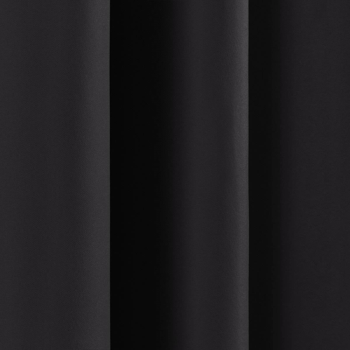 52 x 63 inch Solid Black Thermal Blackout Curtain Panels - Set of 2 FastFurnishings