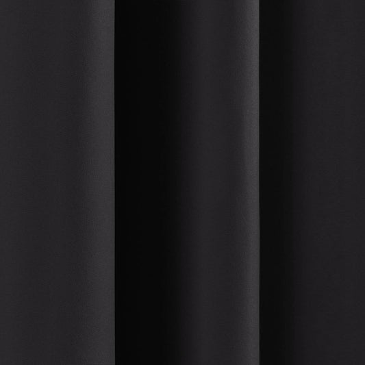 52 x 63 inch Solid Black Thermal Blackout Curtain Panels - Set of 2 FastFurnishings