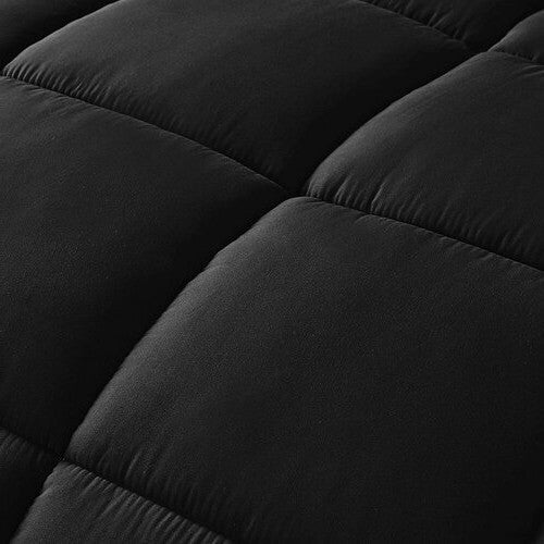 Queen Size Reversible Microfiber Down Alternative Comforter Set in Black FastFurnishings