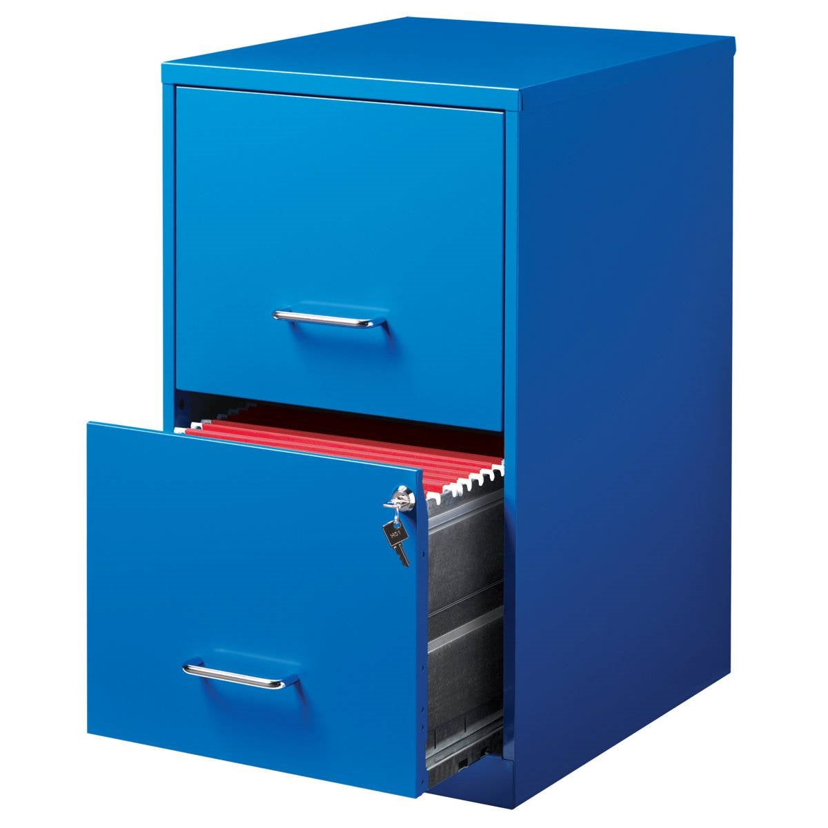Blue Metal 2-Drawer Vertical Key Locking Heavy Duty Filing Cabinet FastFurnishings