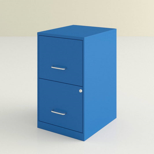 Blue Metal 2-Drawer Vertical Key Locking Heavy Duty Filing Cabinet FastFurnishings