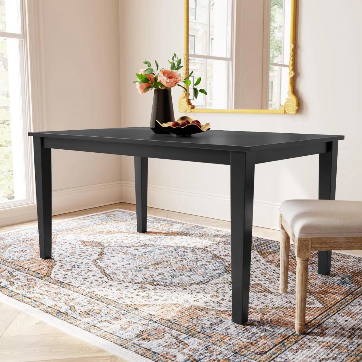 36 x 60 inch Rectangular Dining Table in Black Wood Finish-1