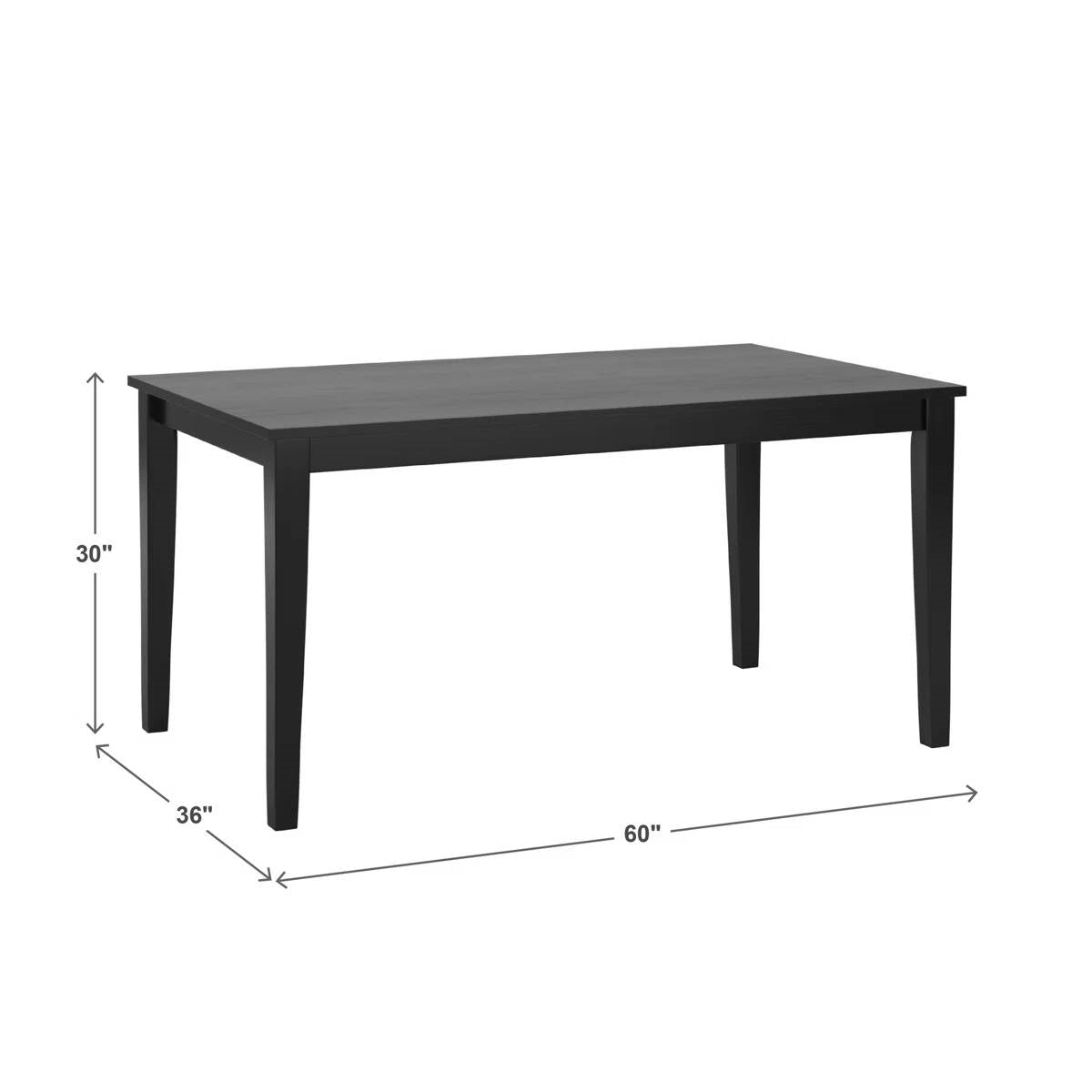 36 x 60 inch Rectangular Dining Table in Black Wood Finish-4