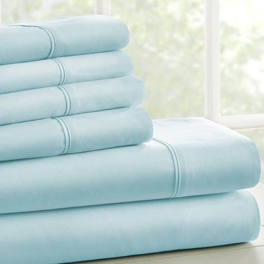 Twin size Aqua 4 Piece Wrinkle Resistant Microfiber Polyester Sheet Set FastFurnishings