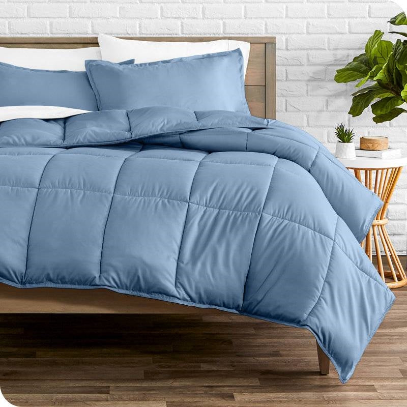 Full/Double Size All Season Super Soft Down Alternative Comforter Set Blue FastFurnishings