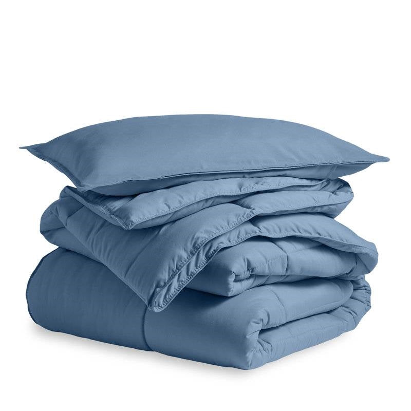 Full/Double Size All Season Super Soft Down Alternative Comforter Set Blue FastFurnishings