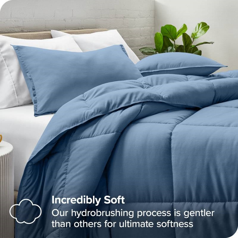 King/Cal King Size All Season Super Soft Down Alternative Comforter Set Blue FastFurnishings