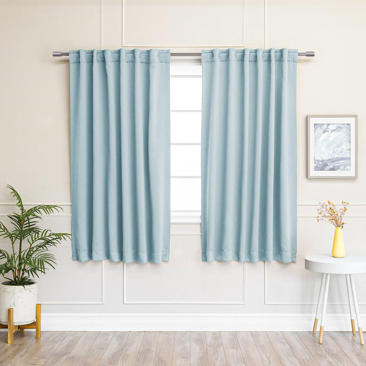 52 x 54 inch Solid Light Blue Thermal Blackout Curtain Panels - Set of 2 FastFurnishings