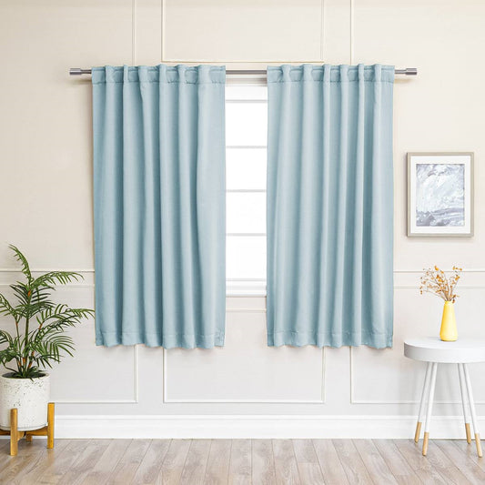 52 x 54 inch Solid Light Blue Thermal Blackout Curtain Panels - Set of 2 FastFurnishings