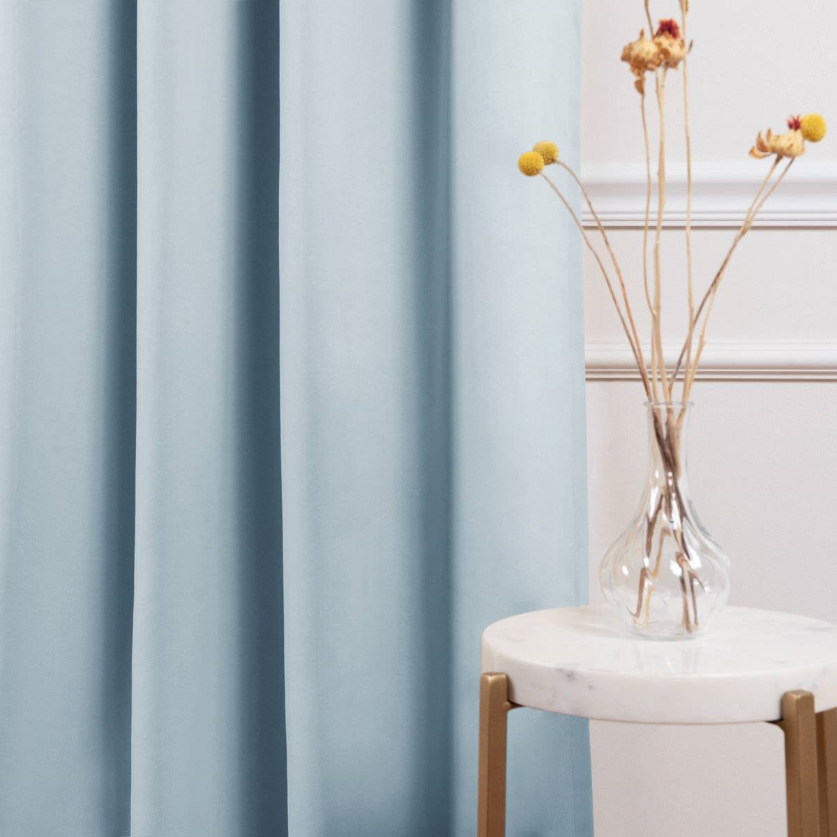 52 x 54 inch Solid Light Blue Thermal Blackout Curtain Panels - Set of 2 FastFurnishings
