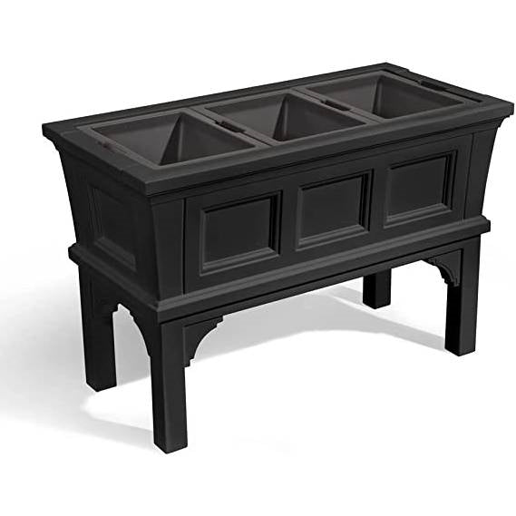 Black Rectangular Raised Garden Bed Planter Box with Removeable Trays FastFurnishings