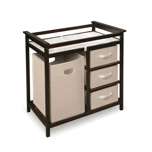 Baby Changing Table with 3 Baskets and Hamper in Espresso FastFurnishings
