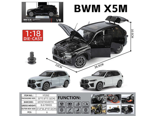 BMW X5 M Competition LCI Black Metallic with Moonroof 1/18 Diecast Model Car by Heimanba Heimanba